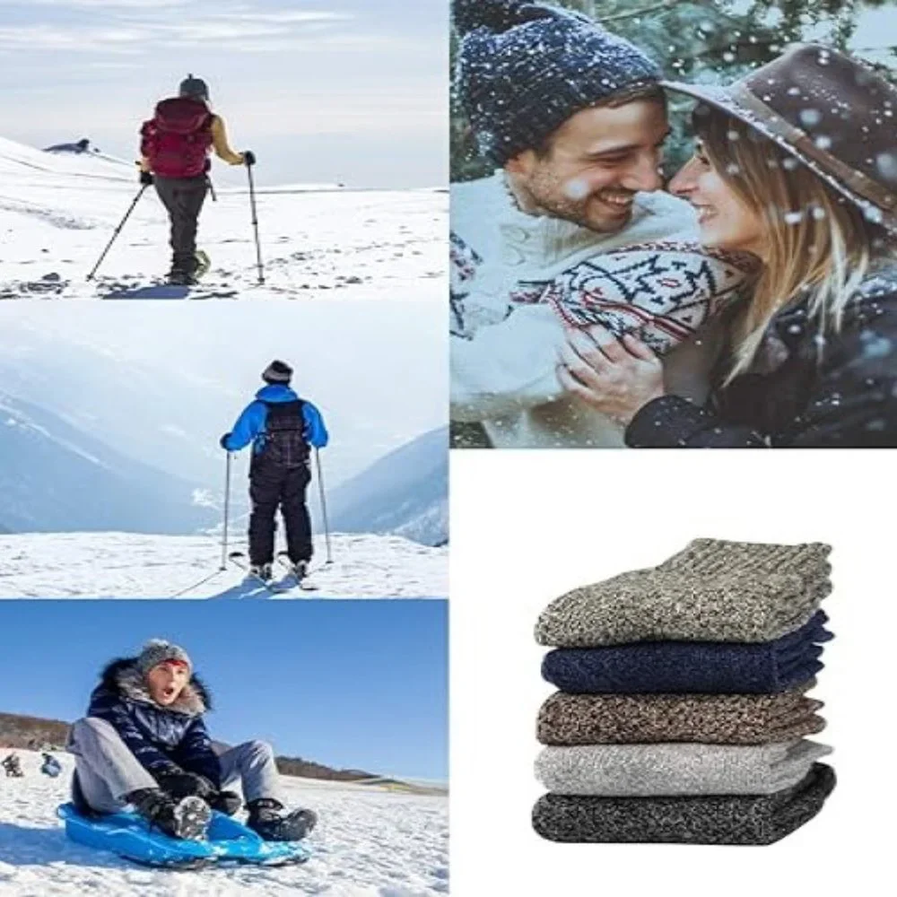 5 Pairs Wool Socks for Women Warm Winter Thermal Thick Socks Gifts for Women Mom